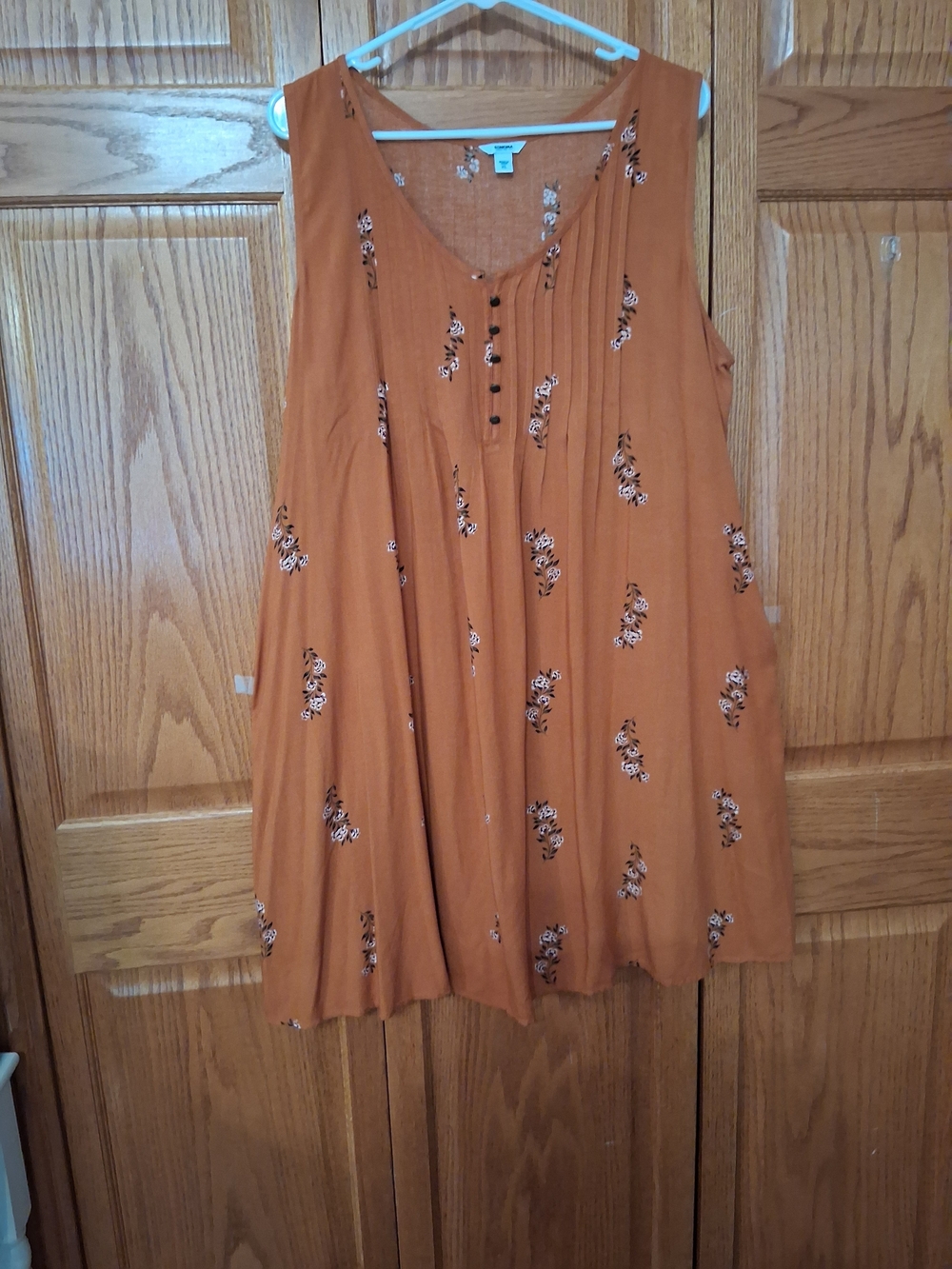 Sonoma Rust Orange Floral Sleeveless Swing Dress